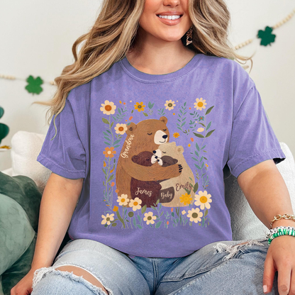 Comfort Colors® Custom Grandma T-Shirt – Grandma Bear with Baby Bears and Kids’ Names