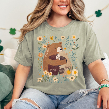 Comfort Colors® Custom Grandma T-Shirt – Grandma Bear with Baby Bears and Kids’ Names