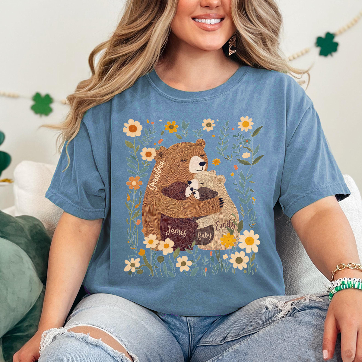 Comfort Colors® Custom Grandma T-Shirt – Grandma Bear with Baby Bears and Kids’ Names