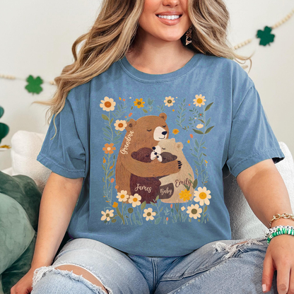 Comfort Colors® Custom Grandma T-Shirt – Grandma Bear with Baby Bears and Kids’ Names