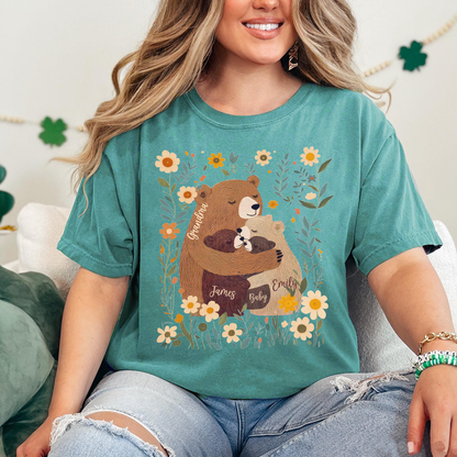 Comfort Colors® Custom Grandma T-Shirt – Grandma Bear with Baby Bears and Kids’ Names