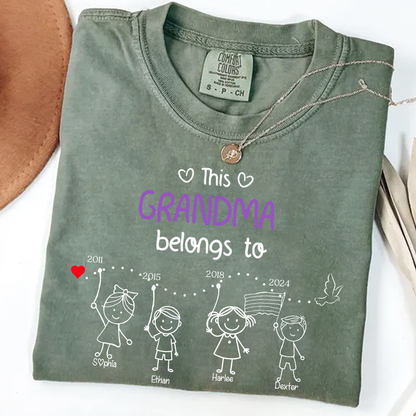 Personalized Grandma Shirt with Kids Names & Birth Years, Custom Family Timeline T-Shirt Gift