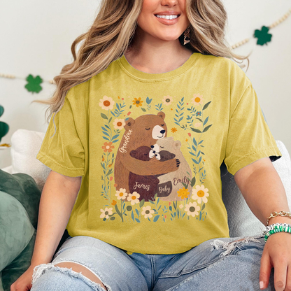 Comfort Colors® Custom Grandma T-Shirt – Grandma Bear with Baby Bears and Kids’ Names