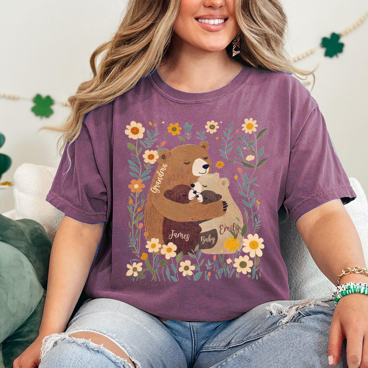 Comfort Colors® Custom Grandma T-Shirt – Grandma Bear with Baby Bears and Kids’ Names