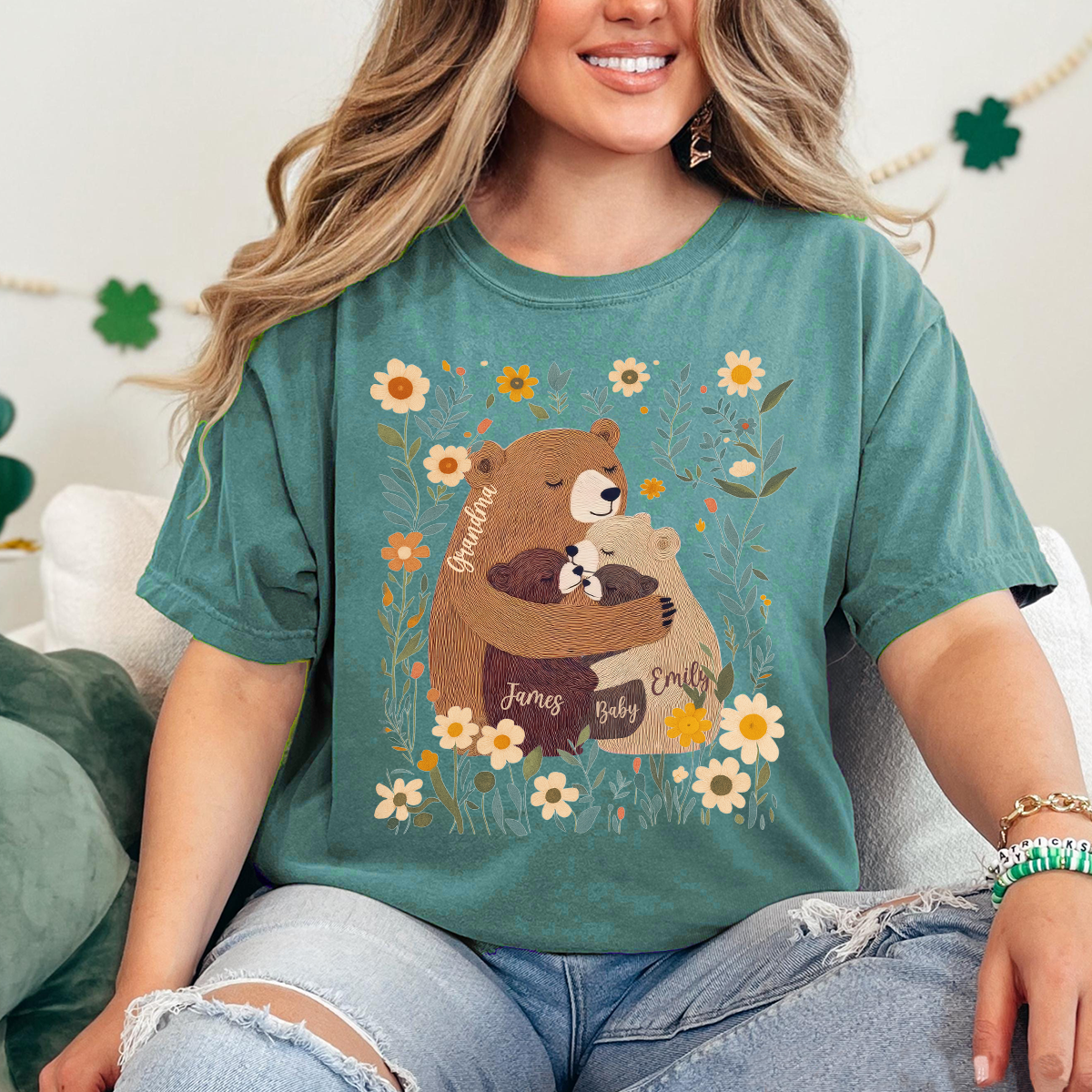 Comfort Colors® Custom Grandma T-Shirt – Grandma Bear with Baby Bears and Kids’ Names