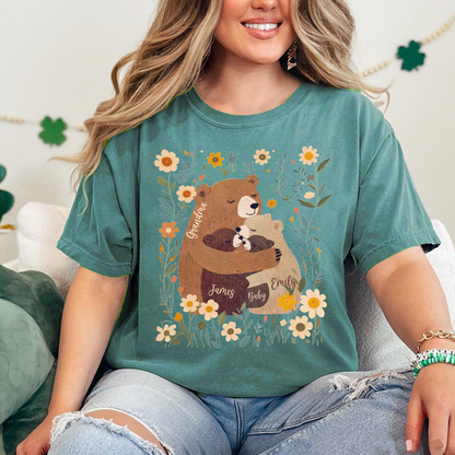 Comfort Colors® Custom Grandma T-Shirt – Grandma Bear with Baby Bears and Kids’ Names