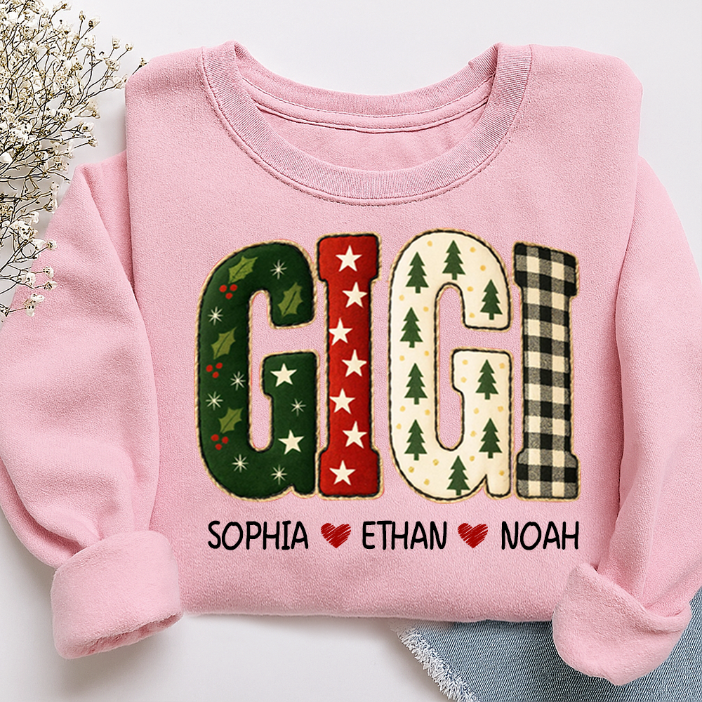 Cozy Xmas Gigi Design Grandma Sweatshirt, Gift for Grandma and Kids