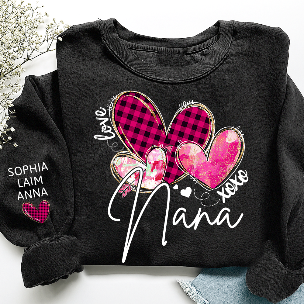 Customized Valentine Pink Xoxo Valentine Design, Personalized Nana with Kids Name