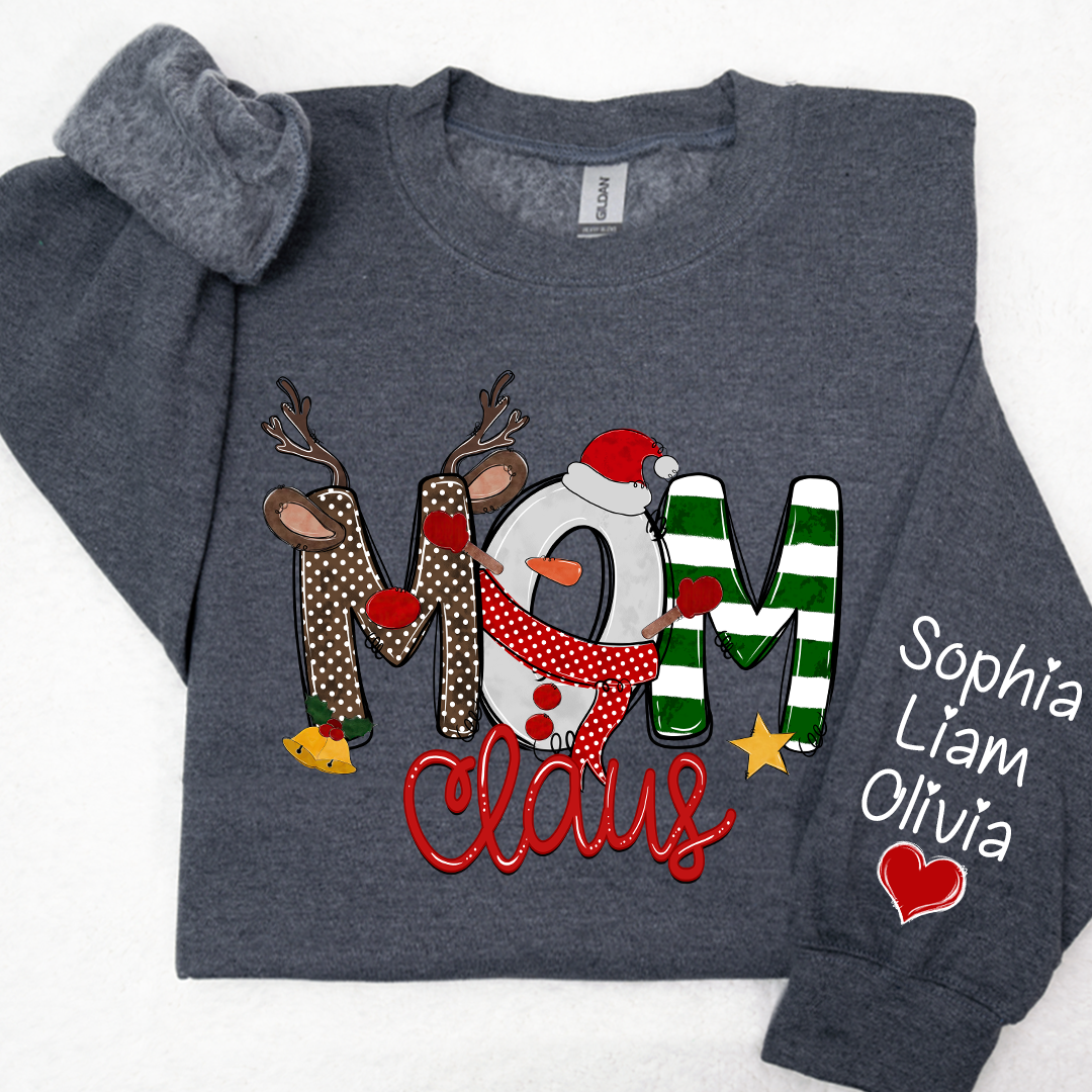 Mom Claus And Kids Christmas Shirt, Mother's Day Gift Mother Sweater LTP01