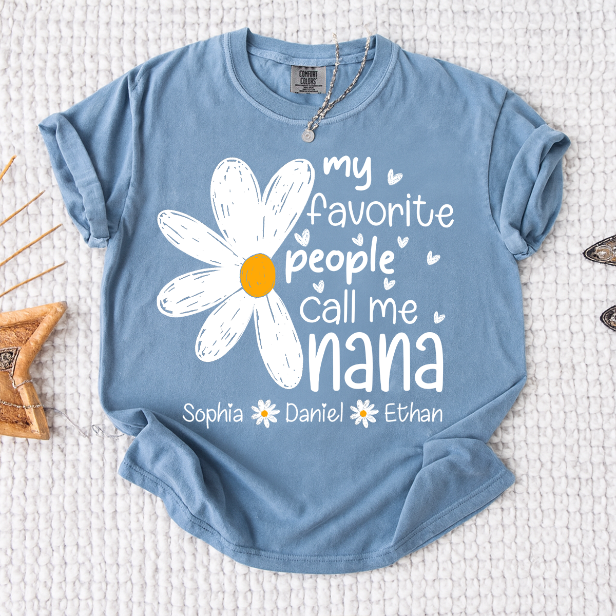 Comfort Colors® My Favorite People Call Me Nana Daisy T-shirt Grandma Gift with Kids' Names