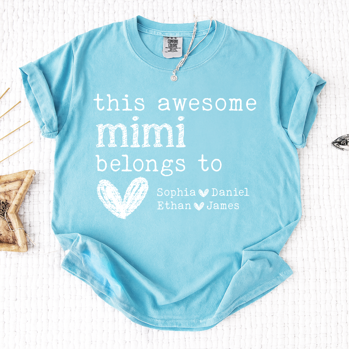 Comfort Colors This Awesome Mimi Belongs To Shirt, Personalized Mimi T Shirt with Kids Names, Custom Grandma Gift, Cute Family Tee