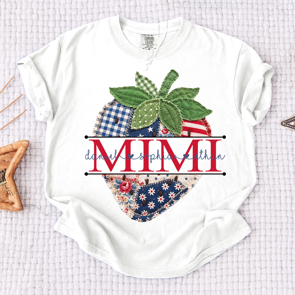 Comfort Colors® Personalized Mimi 4th of July Shirt, Cute Patriotic Grandma Strawberry Tee