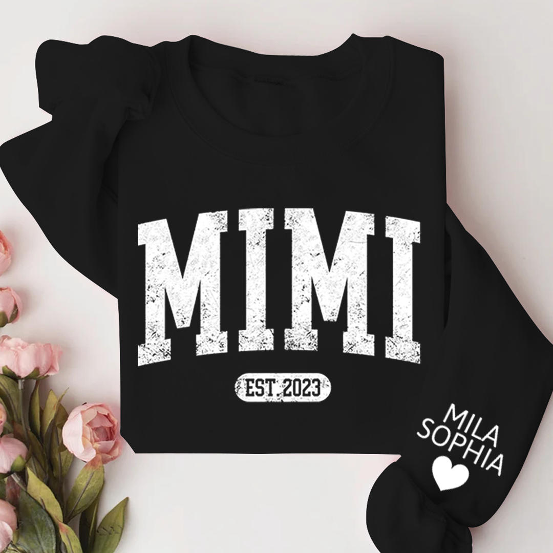 Custom Mimi Nana Grammy Est with Granddaughter and Grandson Names Sweatshirt