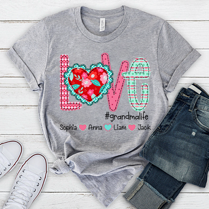 Love Grandma Life Shirt, Personalized Grandma T-Shirt with Custom Kids Names