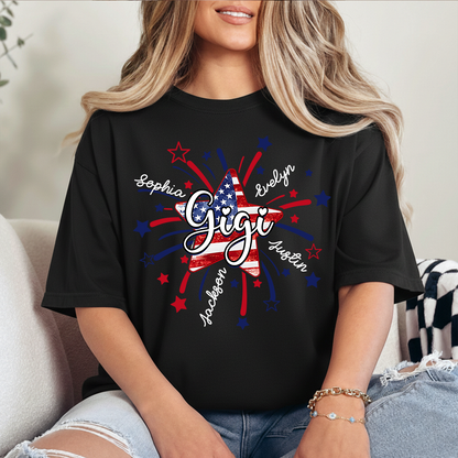 Personalized 4th Of July Grandma, Star Firework For Gift Grandma with Kid Names