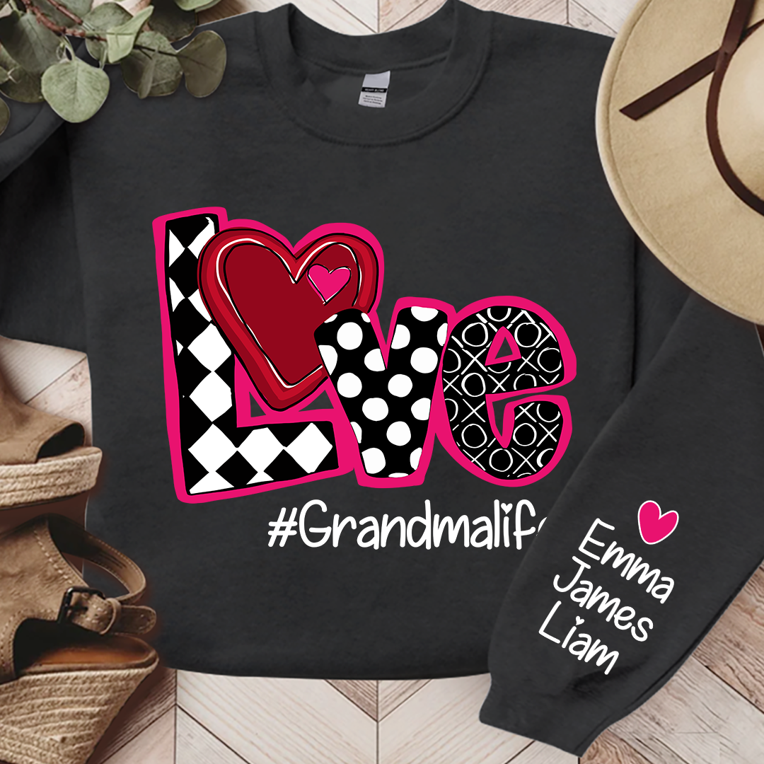 Love Valentine Sweatshirt, Custom Grandma With Kids, Grandma Gift Valentine TH Sweatshirt