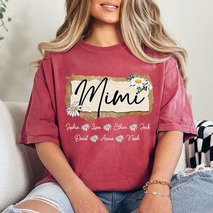 Custom Mimi T-Shirt, Floral Daisy Design,Great Gift for Mimi Grandma And Kids