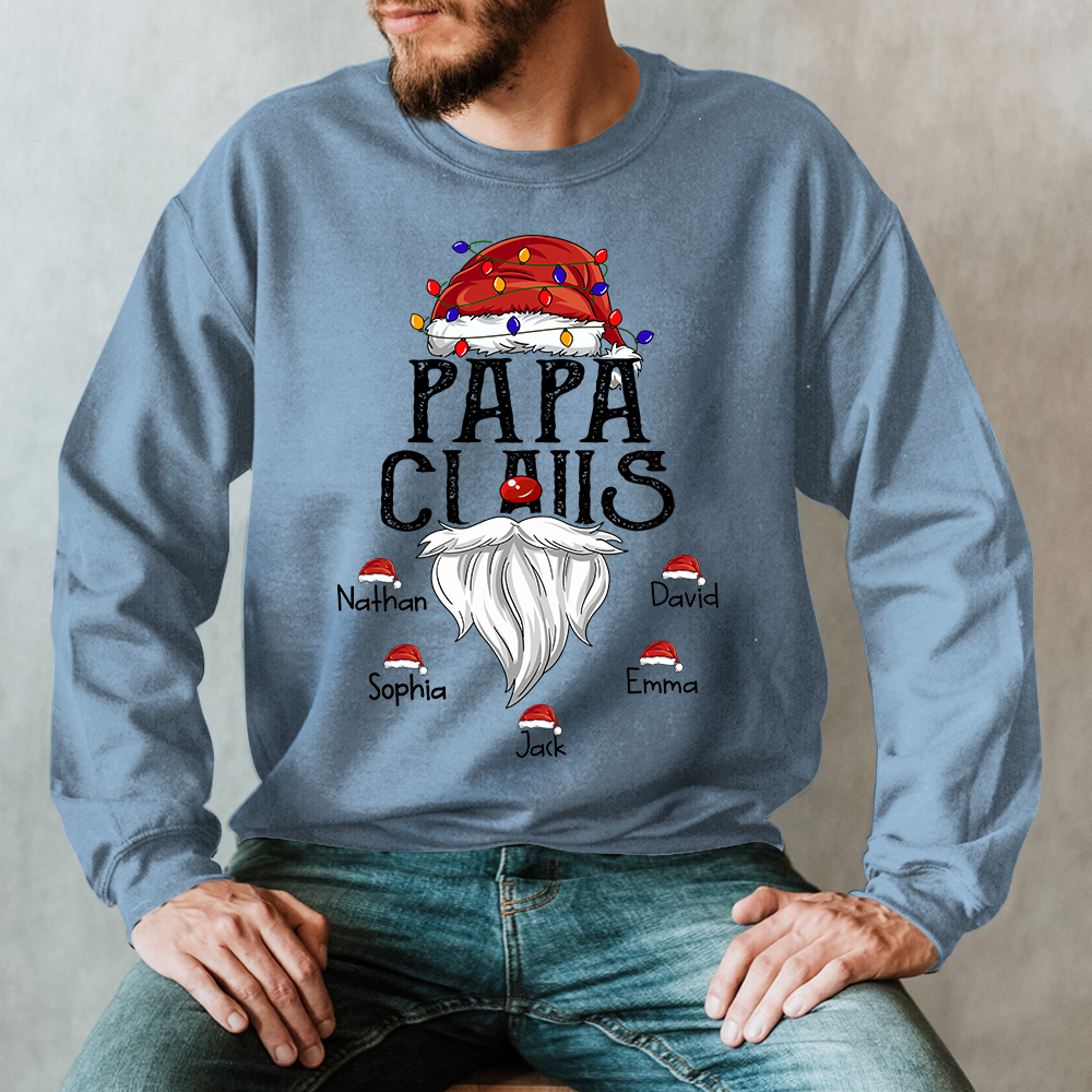 Hat Santa With Christmas Lights, Gift For Grandpa, Custom Give Papa And Kids Sweatshirt
