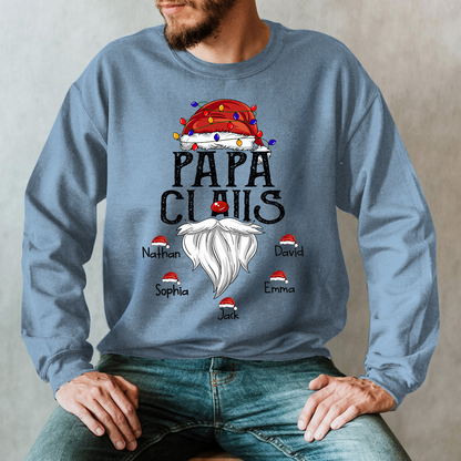 Hat Santa With Christmas Lights, Gift For Grandpa, Custom Give Papa And Kids Sweatshirt