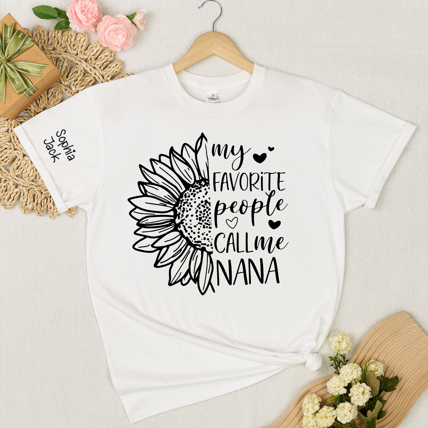 My Favorite People Call Me Nana Shirt – Personalized Sunflower Grandma T-Shirt with Custom Names