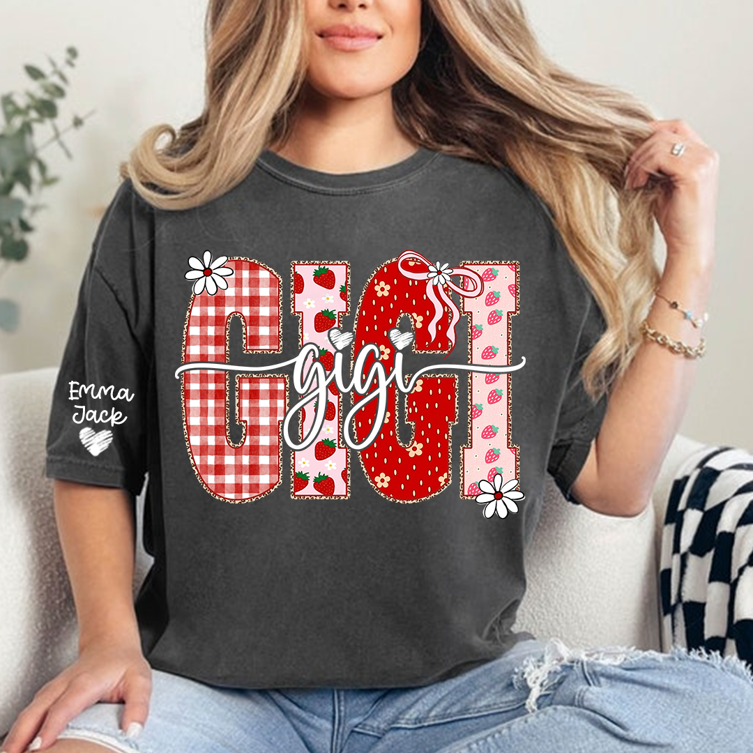 Custom Designed For Gigi With A Strawberry And Floral Pattern, A Unique Outfit Made Just For Grandma