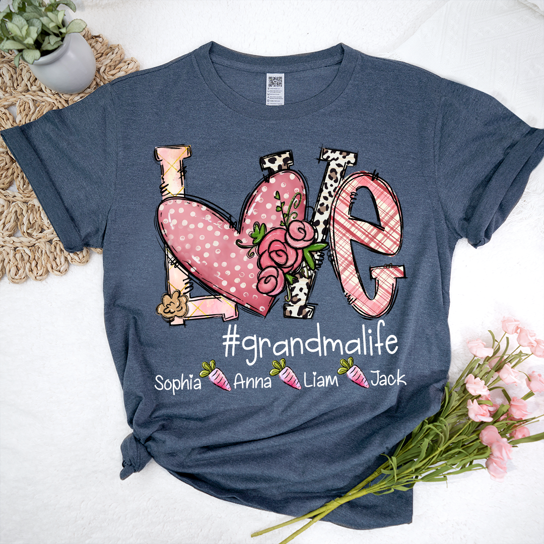 Love Heart Grandma Life Rainbow Easter Egg Bunny And Kids Carrot LTP01