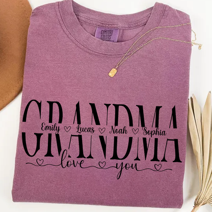 Personalized Grandma Shirt with Grandkids' Names - Comfort Colors T-Shirt