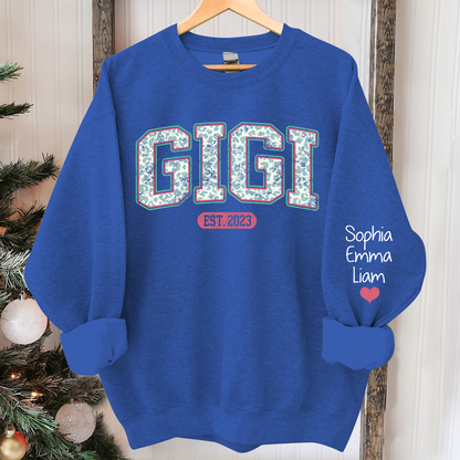 Personalized Gigi Est Leopard With Kids Christmas Sweatshirt