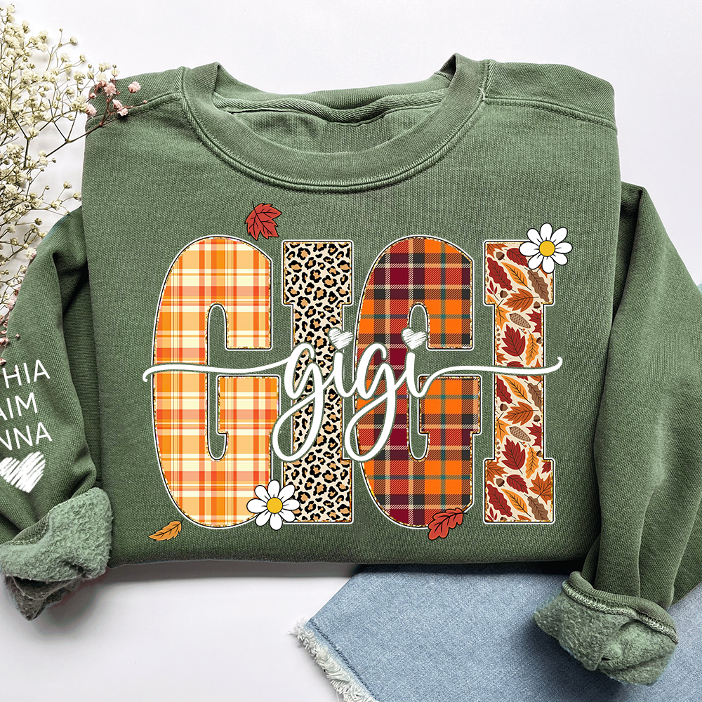Custom Fall Pumpkin Sweatshirt, Gift for Gigi And Grandchild