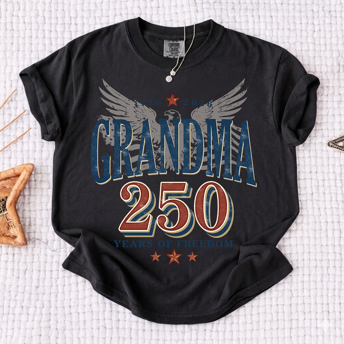 Comfort Colors® Patriotic Grandma T-Shirt, Established 2026 - 250 Years of Freedom Tee