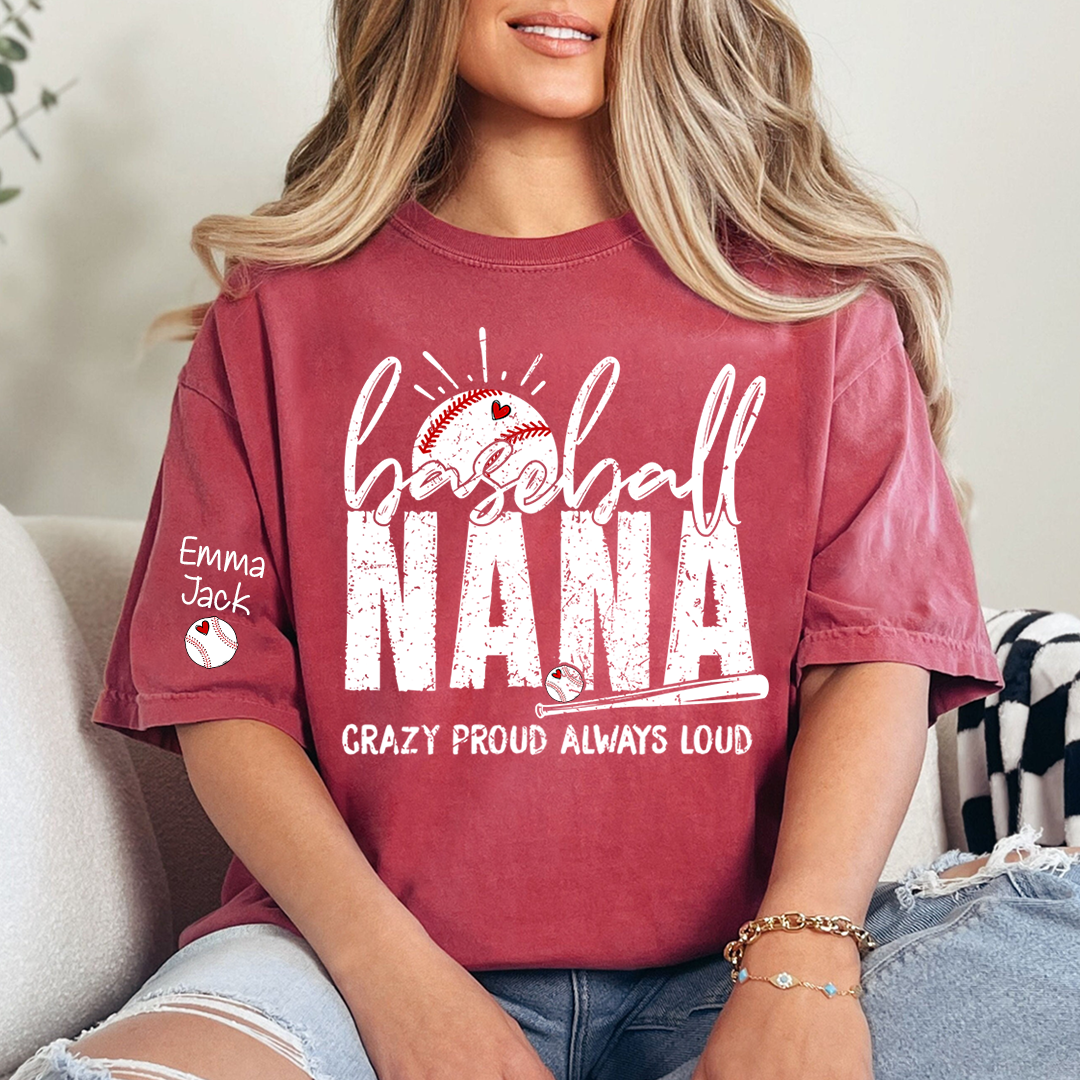 Custom Baseball Nana T-Shirt, Personalized Sports Grandma Tee for Game Day