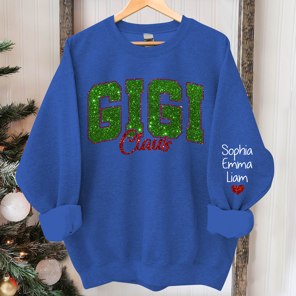 Glitter Gigi Claus Green Christmas And Kids 2014 Sweatshirt