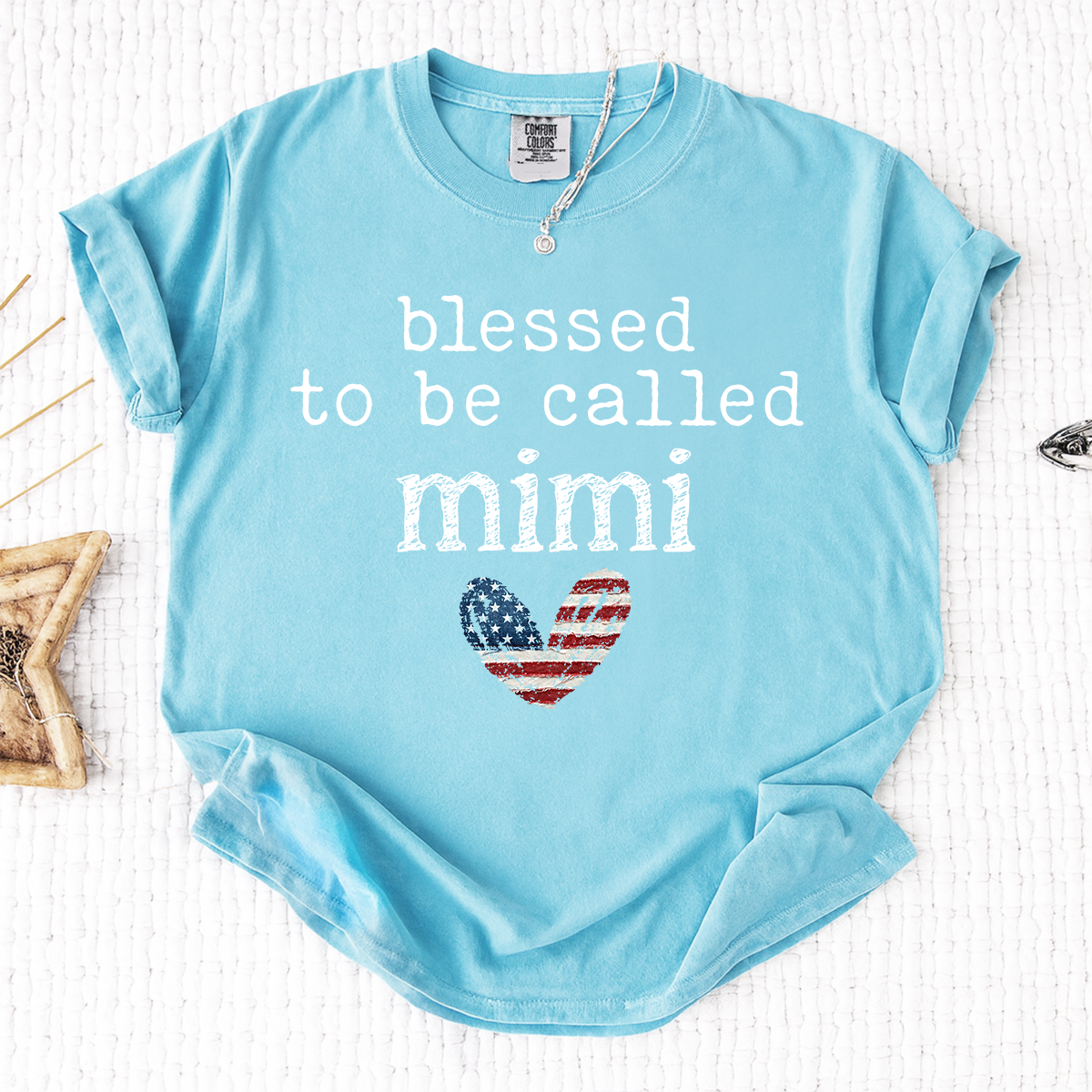 Comfort Colors Blessed To Be Called Mimi Shirt, Cute Mimi Grandma T Shirt, Patriotic Heart Design, Gift for Grandma Mothers Day
