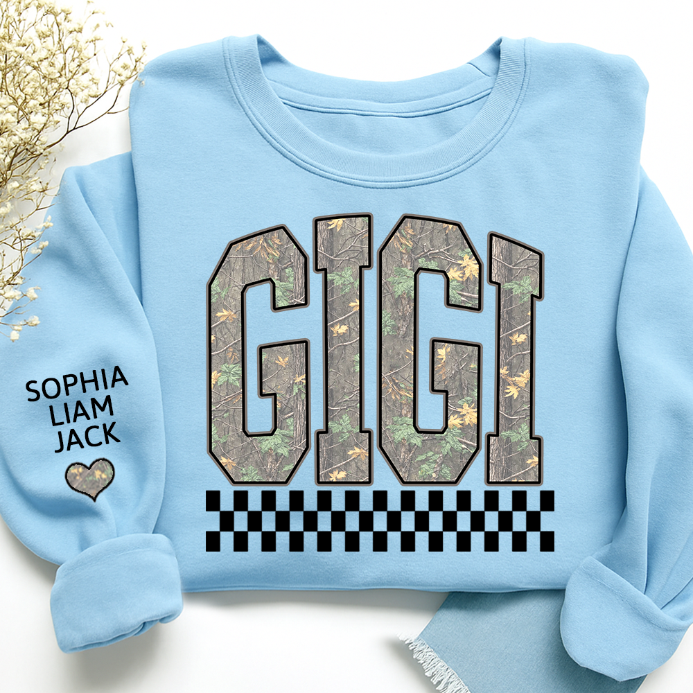 Personalized Gigi Sweatshirt, Modern Block Letter Grandma Crewneck