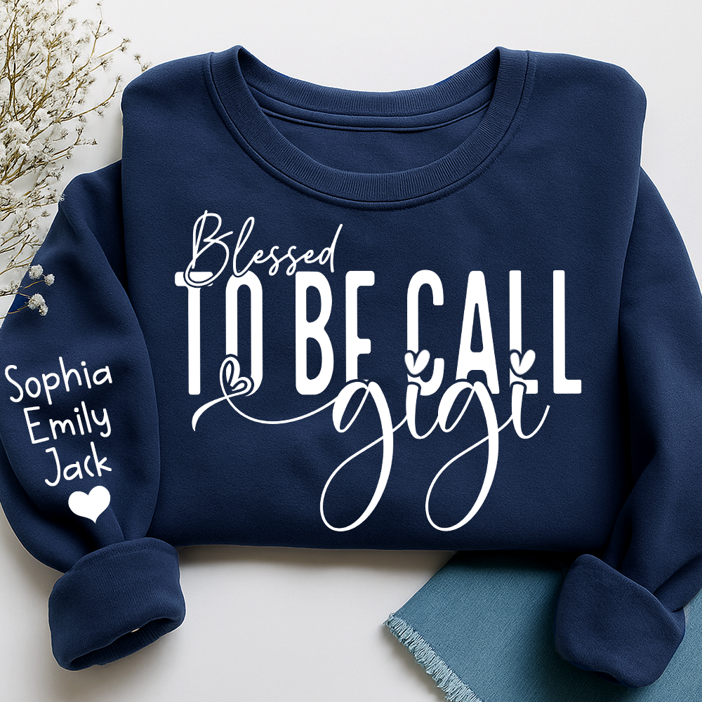 Personalized Blessed To Be Call Gigi Name Crewneck Sweatshirt, Custom Grandma And Kids