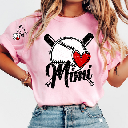Mimi Baseball Shirt with Heart Design, Personalized T Shirt for Baseball Fans