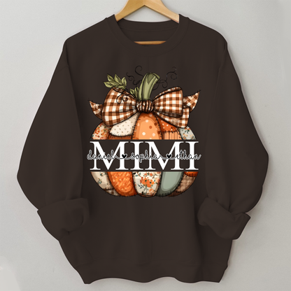 Personalized Fall Pumpkin Sweatshirt – Custom Initial Monogram with Family Names, Cozy Autumn Crewneck for Women
