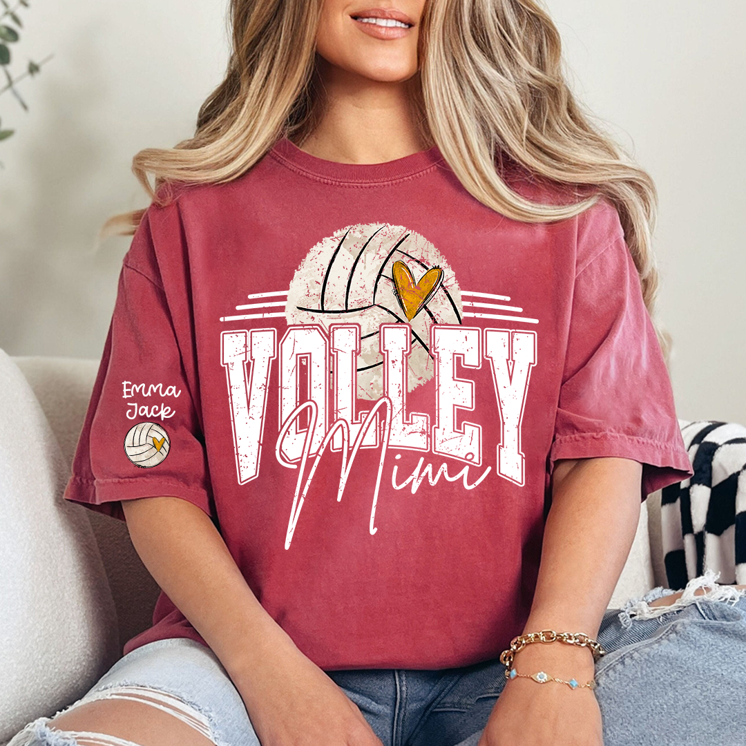 Custom Volleyball Mimi Shirt, Personalized with Kids Names, Volleyball Fan T Shirt