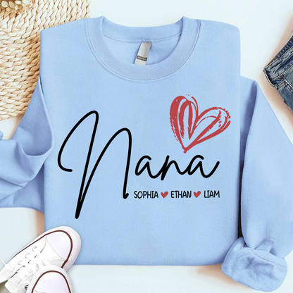 Personalized Nana Heart Sweatshirt Nana Heart, For Gift Grandma And Kids