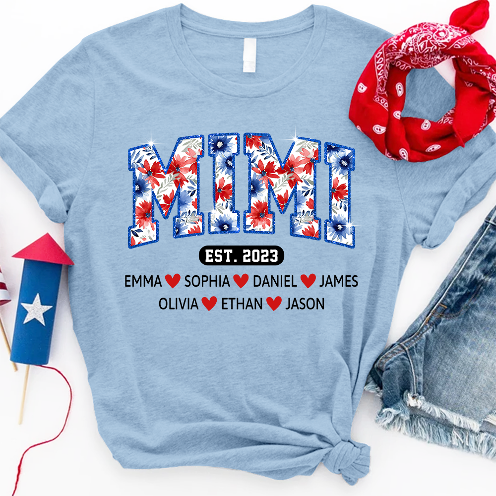 Mimi Floral Est Glitter, Custom Grandma With Kids, Mother's Day TH T-Shirt