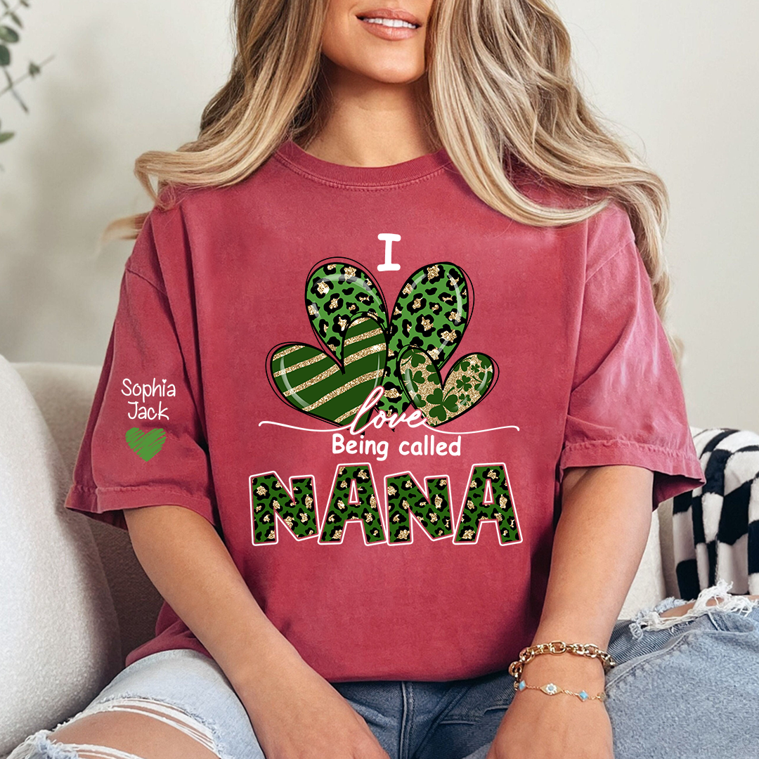 I Love Being Called Nana Shamrock Shirt for St Patrick’s Day, Cute Green Family T Shirt, Give Grandma And Kids