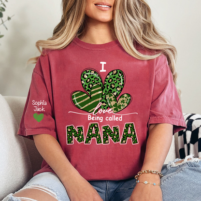 I Love Being Called Nana Shamrock Shirt for St Patrick’s Day, Cute Green Family T Shirt, Give Grandma And Kids