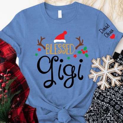 Blessed Gigi Christmas And Grandkids T-Shirt