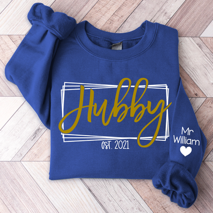 Wifey Hubby Custom Est Couple Sweatshirt, Gift For Fiance, Wedding Gift, Matching Couple Sweatshirt