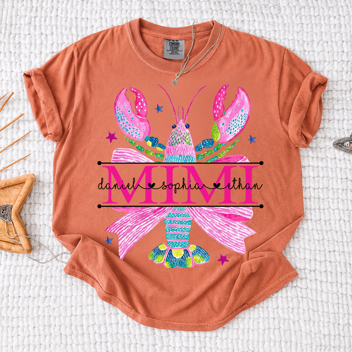 Comfort Colors® Mimi Lobster Family Name Shirt, Unique Personalized Crab T-Shirt for Grandma, Lobster Summer Graphic Top