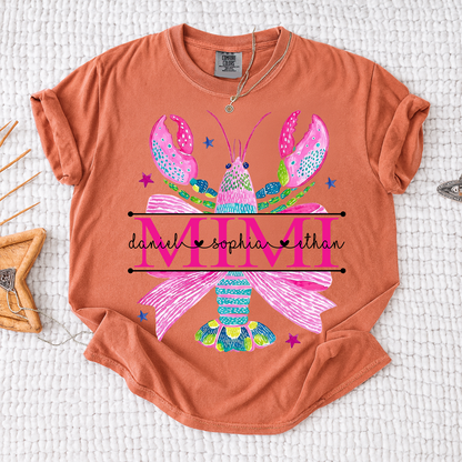 Comfort Colors® Mimi Lobster Family Name Shirt, Unique Personalized Crab T-Shirt for Grandma, Lobster Summer Graphic Top