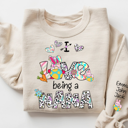 Nana Sweatshirt I Love Being a Nana, Colorful Heart Design Family Style