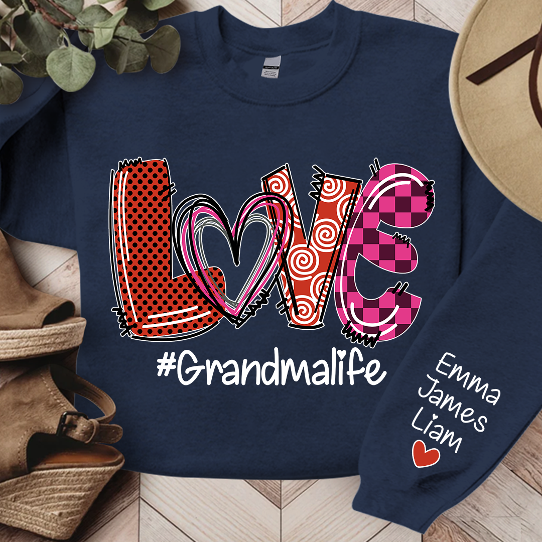 Personalized Love Valentine Grandma Life With Kids, Gift For Grandma Valentine TH Sweatshirt