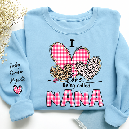 Grandma Valentine Sweatshirt, I Love Being Nana Heart Design, Personalized Family Love Crewneck