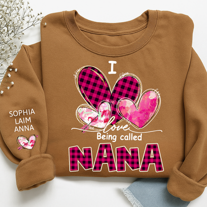 I Love Being Called Mimi Pink Tone Design, Grandma Sweatshirt Personalized with Kids Name